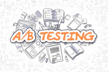 Ab Testi - Doodle Turuncu Metin. İş Kavramı.