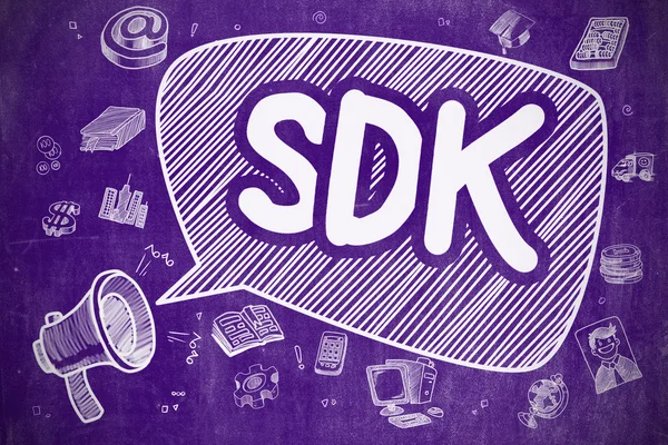 Sada SDK-Doodle ilustrace na fialovou tabuli. — Stock fotografie