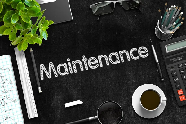 Maintenance on Black Chalkboard. 3D Rendering. — Stock Photo, Image