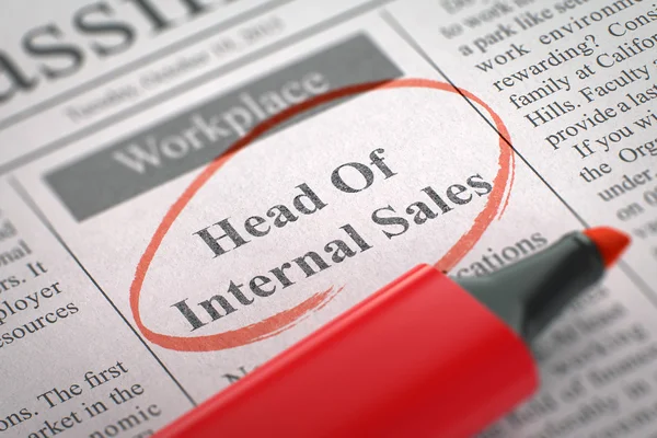Job Opening Head Of Internal Sales. 3D. — Stock Photo, Image