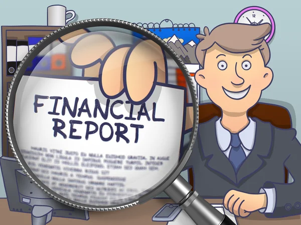 Financial Report through Magnifier. Doodle Design. — Stock Photo, Image
