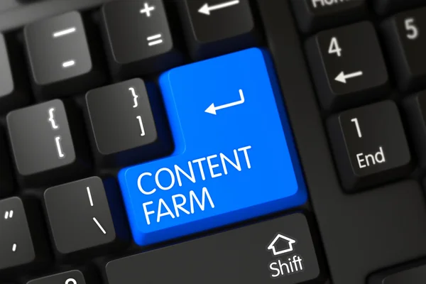 Content Farm-zwarte knop. 3d. — Stockfoto