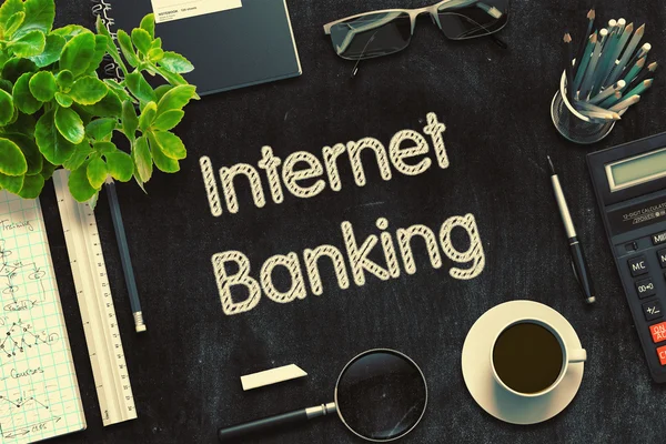 Internet Banking konceptet på Black Chalkboard. 3D-rendering. — Stockfoto