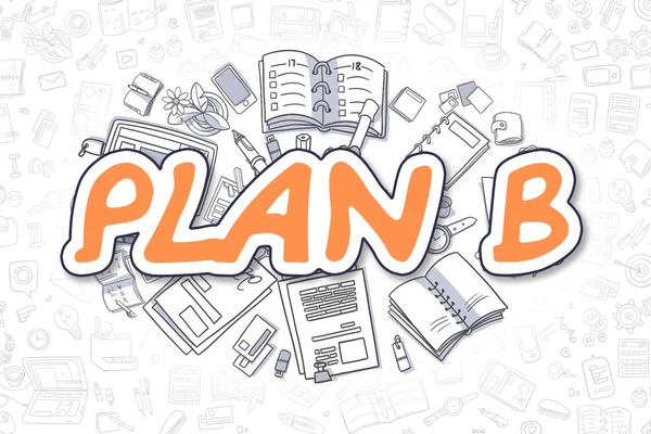 Plan B-tecknad orange inskription. Affärsidé. — Stockfoto