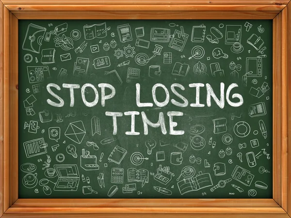 Stop Losing Time - Hand Drawn on Green Chalkboard. — Stock Photo, Image