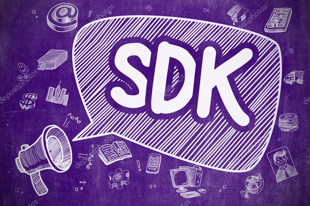 SDK - Doodle Illustration on Purple Chalkboard.