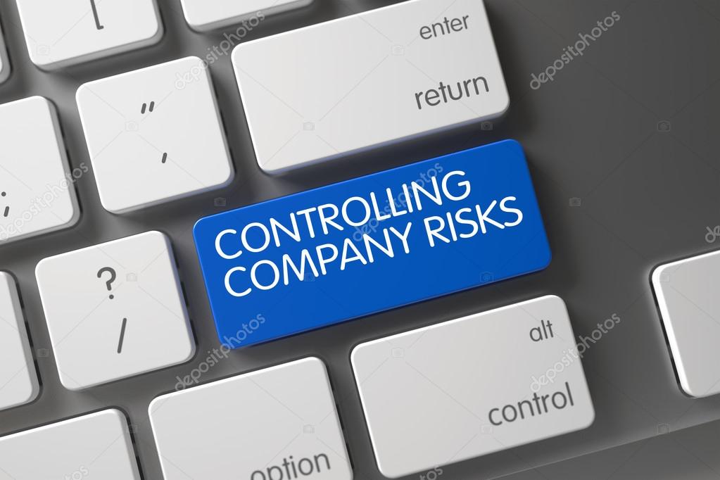 Controlling Company Risks CloseUp of Keyboard. 3D.
