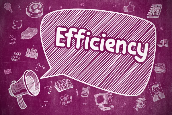 Efficiency-cartoon illustratie op paarse schoolbord. — Stockfoto