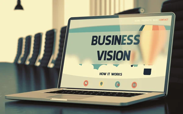 Business Vision na laptopie w sali konferencyjnej. 3d. — Zdjęcie stockowe