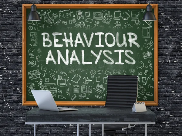 Chalkboard on the Office Wall with Behaviour Analysis Concept. 3D. — Stock Photo, Image