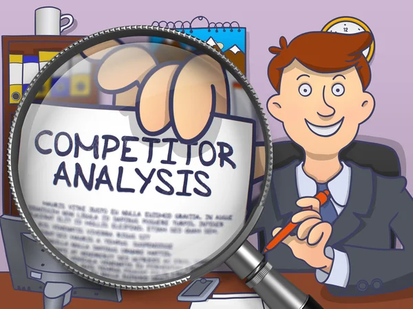 Analiza konkurenta za pomocą programu Lupa. Doodle koncepcji. — Zdjęcie stockowe
