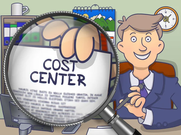 Cost Center through Magnifying Glass. Doodle Style. — Stock Photo, Image