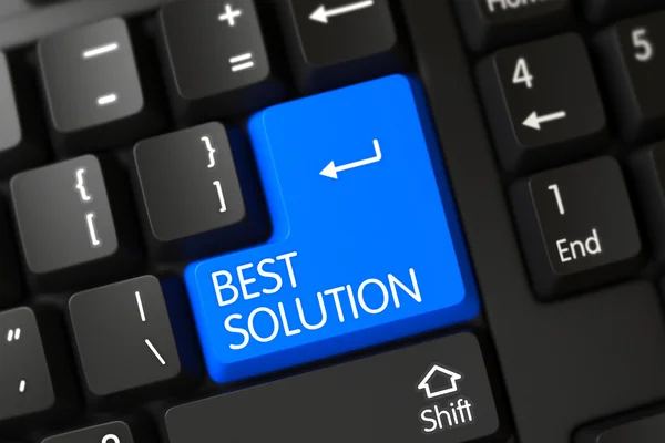Beste Lösung Nahaufnahme der blauen Tastatur-Taste. 3d. — Stockfoto