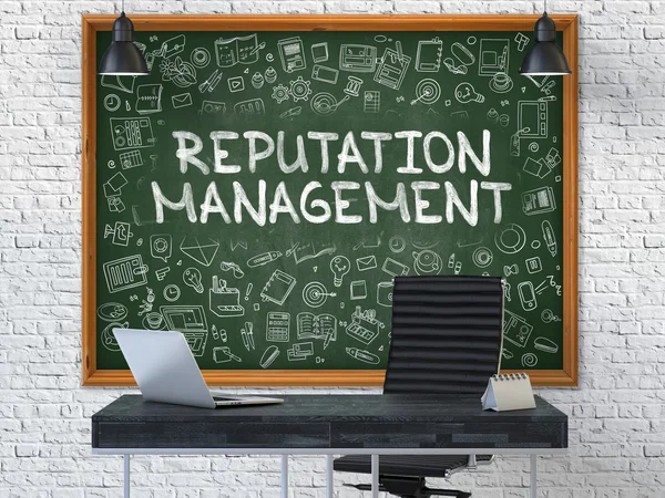 Reputazione Management - Disegnato a mano su lavagna verde. 3D . — Foto Stock