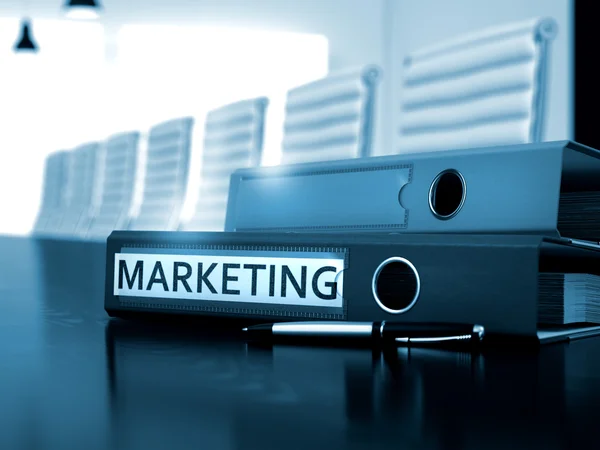 Marketing on Office Binder. Blurred Image. 3D. — Stock Photo, Image