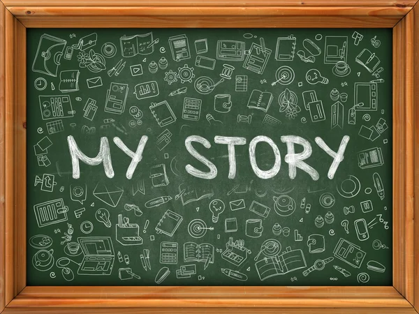 Green Chalkboard with Hand Drawn My Story. — Stock Photo, Image