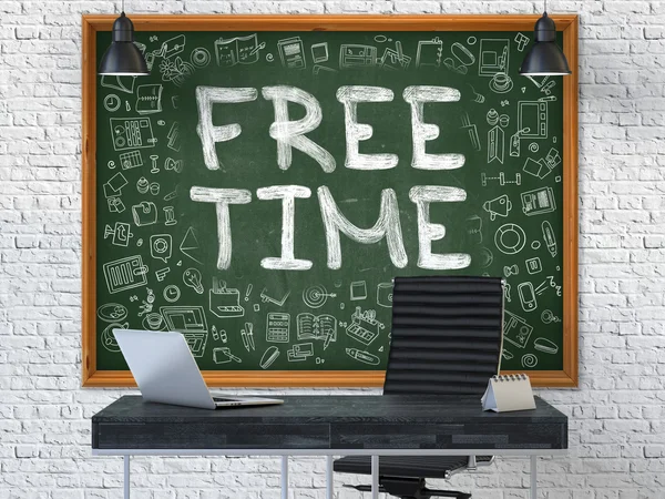 Hand Drawn Free Time on Office Chalkboard. 3D. — Stock Photo, Image