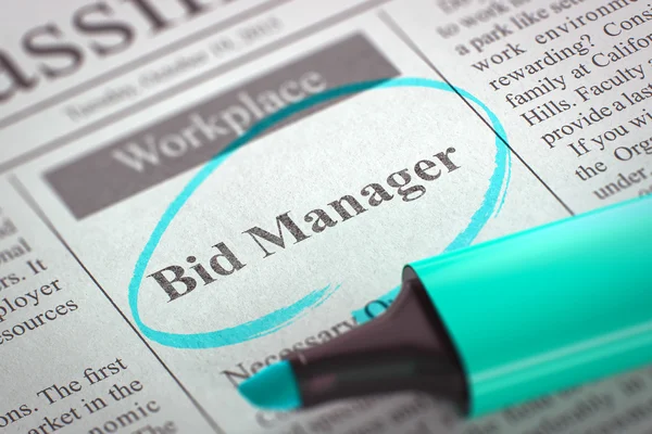 Now Hiring Bid Manager. 3D. — Stock Photo, Image