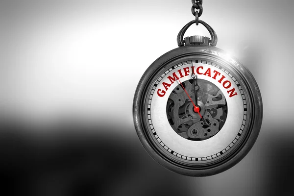 Gamification op vintage zakhorloge gezicht. 3D-illustratie. — Stockfoto