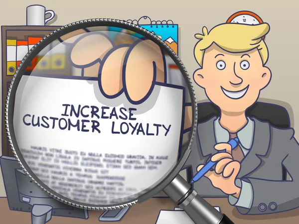 Verhoog de loyaliteit van klanten via vergrootglas. Doodle desig — Stockfoto