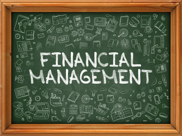 Green Chalkboard with Hand Drawn Financial Management. — 图库照片