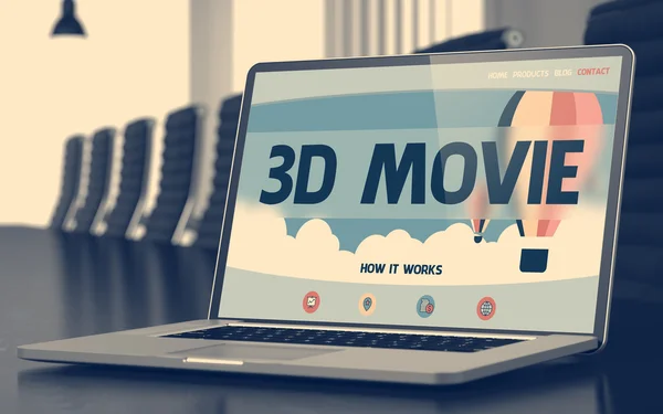 Concepto de película 3D en la pantalla del ordenador portátil . —  Fotos de Stock