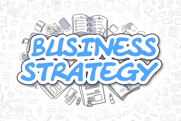 Unternehmensstrategie - Karikatur blaues Wort. Geschäftskonzept. — Stockfoto