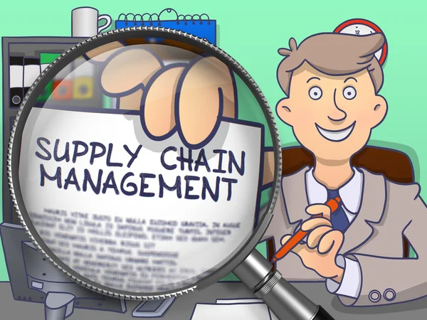 Supply Chain Management door middel van lens. Doodle stijl. — Stockfoto