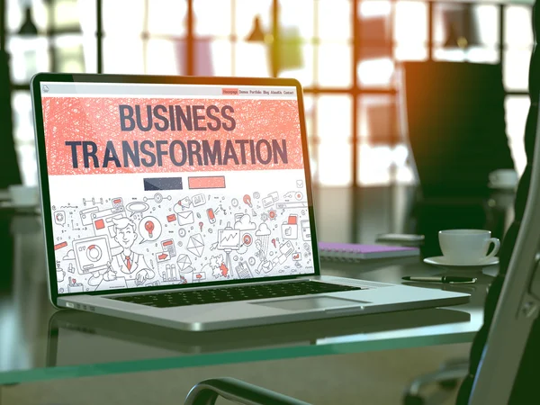 Business Transformation Concept on Laptop Screen. 3D. — Stock Photo, Image