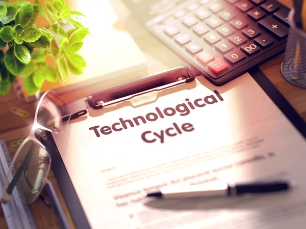 Technologický cyklus-text ve schránce. 3d. — Stock fotografie