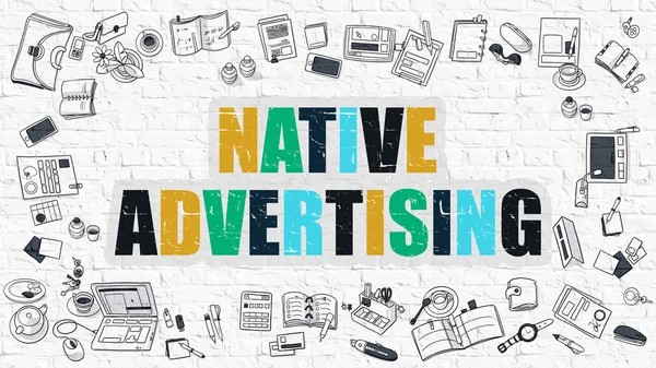Native Advertising Concept with Doodle Design Icons. — Stock Photo, Image