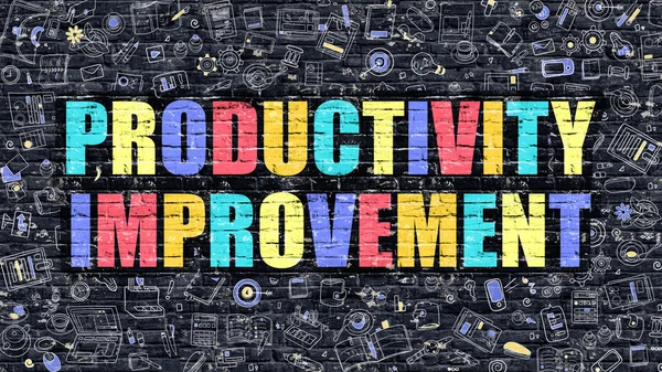 Multicolor Productivity Improvement on Dark Brickwall. — Stock Photo, Image