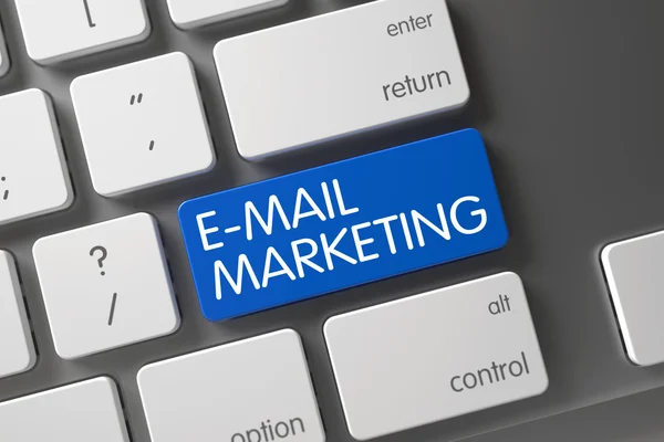 E-Mail Marketing-niebieska klawiatura. 3d. — Zdjęcie stockowe