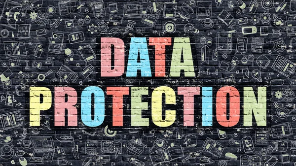 Protección de datos en Multicolor. Diseño de Doodle . —  Fotos de Stock