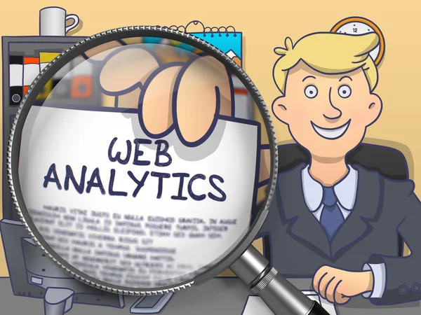 Web Analytics nagyítón keresztül. Doodle stílus. — Stock Fotó