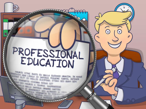 Educación profesional a través de lupa. Estilo Doodle . — Foto de Stock