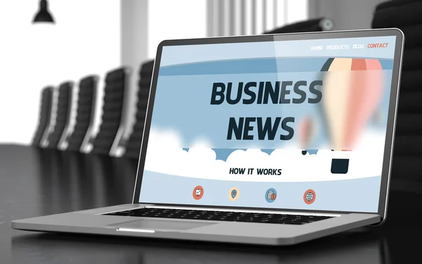 Business News - on Laptop Screen. Closeup. 3D. — Stock Photo, Image