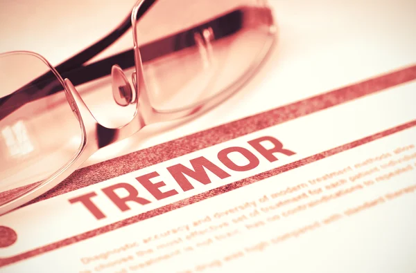 Tremor. Conceito Médico em Fundo Vermelho. Ilustração 3D . — Fotografia de Stock