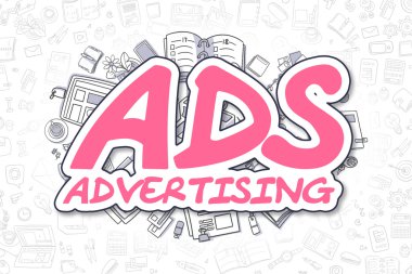 Reklamlar - Doodle Magenta Metin. İş Kavramı.