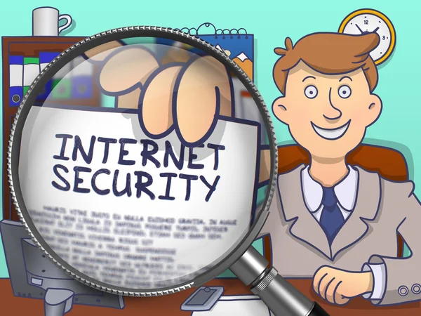 Internet-Sicherheit durch Linse. Doodle-Stil. — Stockfoto