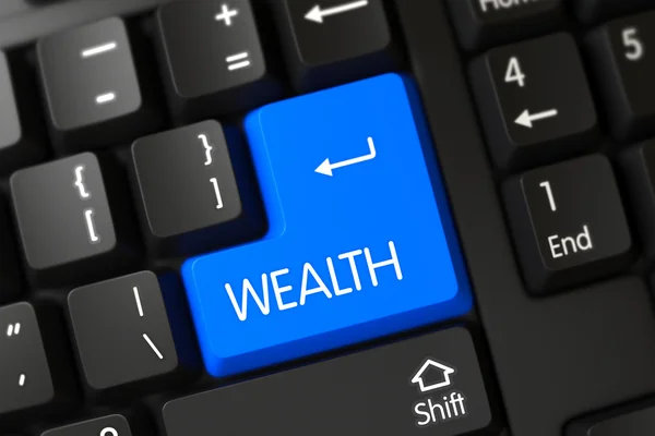 Wealth CloseUp of Blue Keyboard Keypad. 3D. — Stock Photo, Image