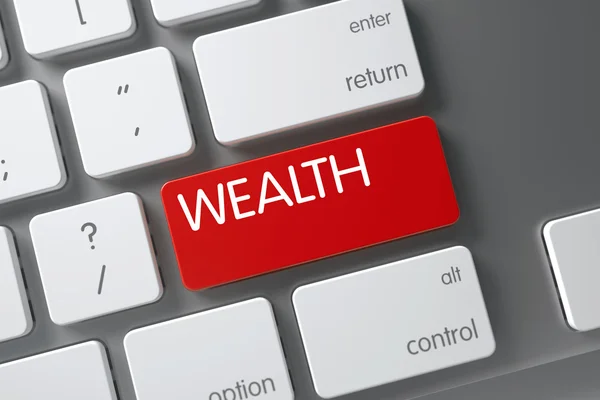 Red Wealth Key on Keyboard. 3D. — Stock Photo, Image