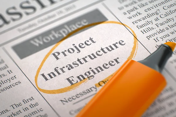 Teraz zatrudnianie inżynier infrastruktury projektu. 3d. — Zdjęcie stockowe