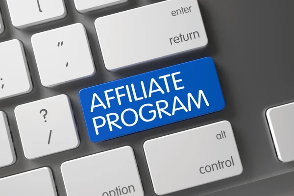 Blue Affiliate Program Key sulla tastiera. 3D . — Foto Stock