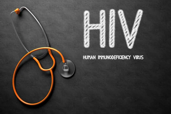 HIV op schoolbord. 3D-illustratie. — Stockfoto