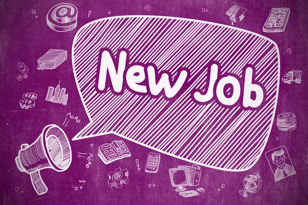 Új munkahely-Hand rajzolt illusztráció a Purple Chalkboard. — Stock Fotó