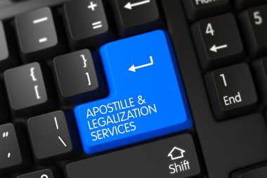 Apostille and Legalization Services - Modern Laptop Button. 3D. clipart