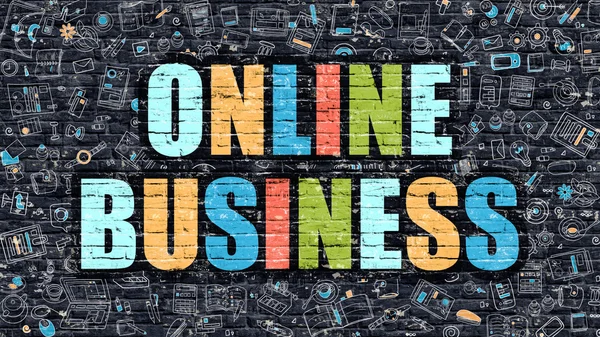 Concepto de negocio en línea. Multicolor en ladrillo oscuro . —  Fotos de Stock