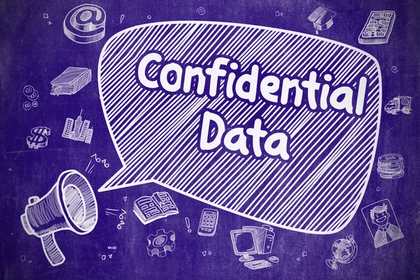 Dados confidenciais - ilustração doodle em azul Chalkboard . — Fotografia de Stock