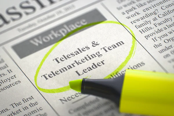 Vacature opening Telesales en telemarketing Team Leader. 3d. — Stockfoto